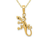 14K Yellow Gold Gecko Lizard Charm Pendant Necklace with Chain